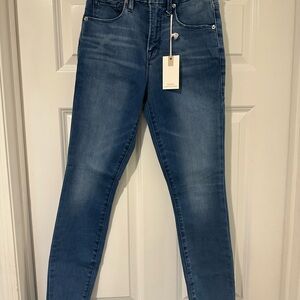 Good American Good Waist High Waist Cropped Classic Blue Jeans NWT